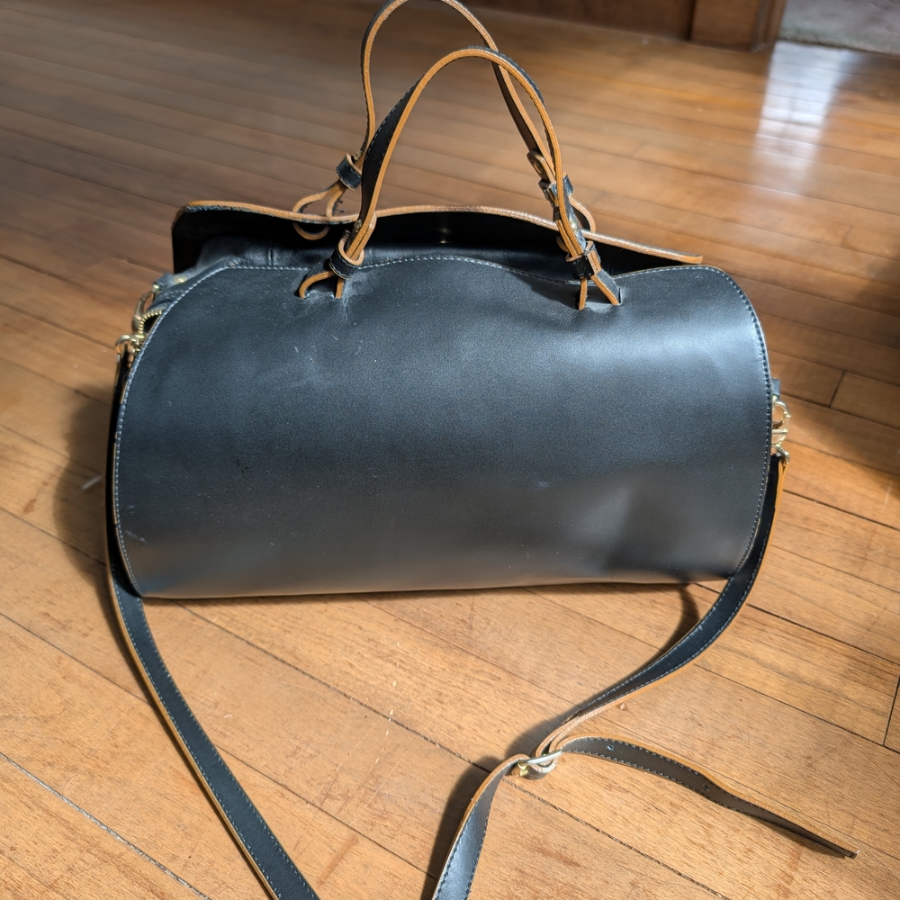 Nardelli Black Leather Bag with Gold Accents